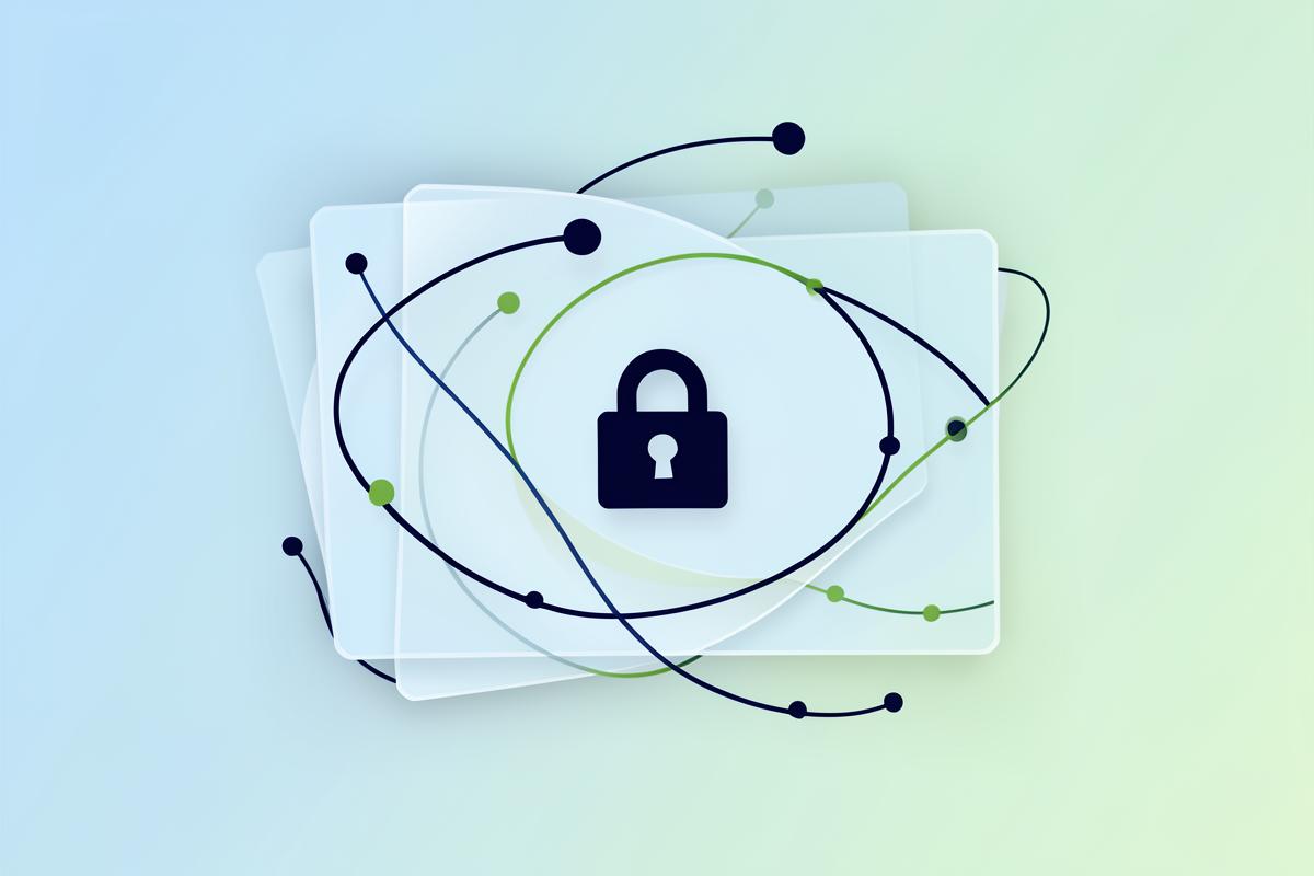 Abstract representation of secure, connected healthcare data pathways